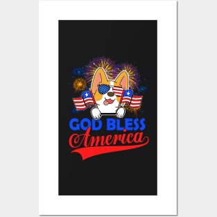 God Bless America 4th Of July Firework Dog Unisex Posters and Art